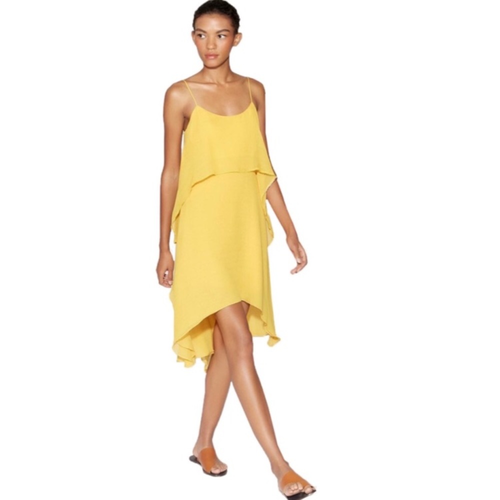 Halston Heritage Flowy Layered Flounce Dress Small